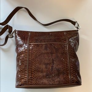 Brighton brown patten leather hobo bag